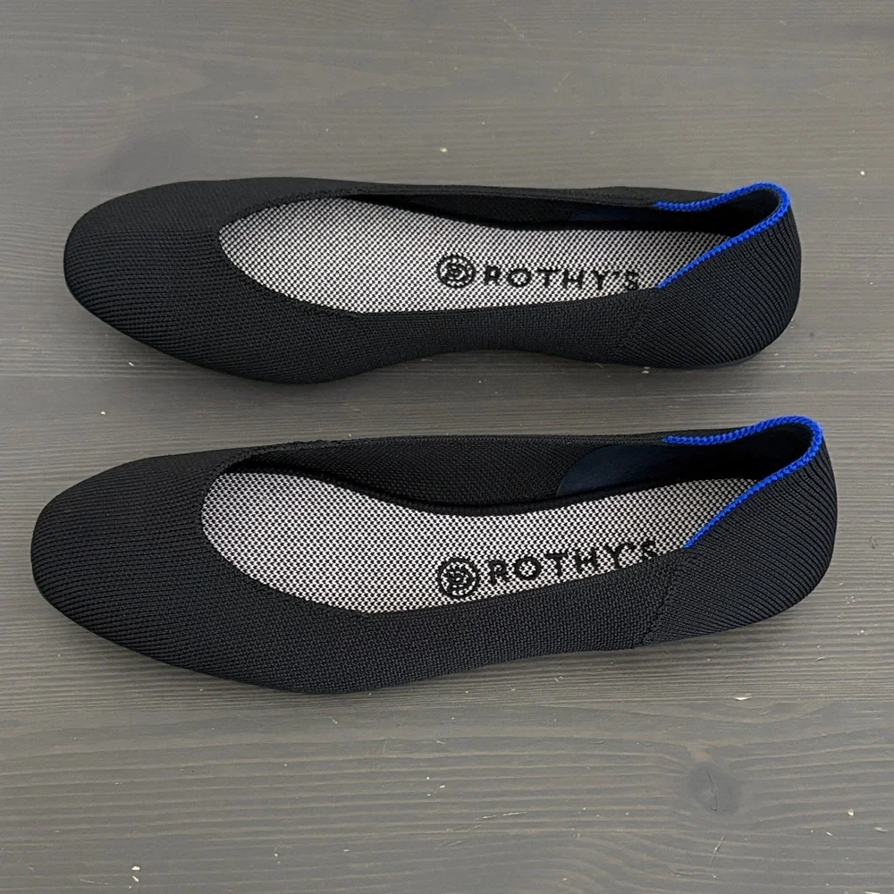 Rothy's The Square Flats Womens Black Minimalist Neutral Slip On Knit Size 10 - Picture 12 of 12